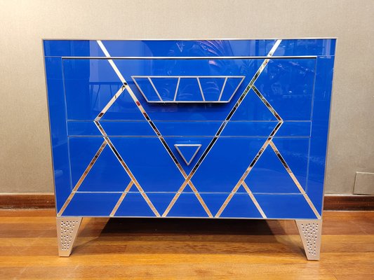 Art Deco Style Blue Glass Commode-NUC-1797184