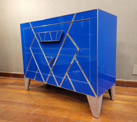 Art Deco Style Blue Glass Commode-NUC-1797184