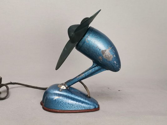 Art Deco Style Blue Metallic Iron Electric Air Fan, 1959-SCS-1765549