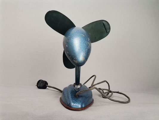 Art Deco Style Blue Metallic Iron Electric Air Fan, 1959-SCS-1765549