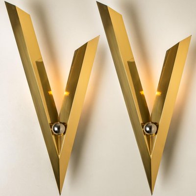 Art Deco Style Brass and Chrome Wall Sconce, 1980s-VDW-1396055