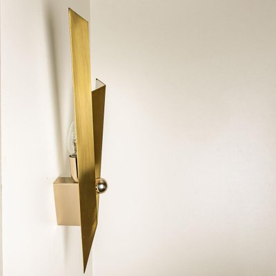 Art Deco Style Brass and Chrome Wall Sconce, 1980s-VDW-1396055