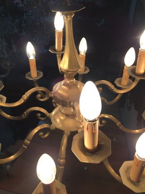 Art Deco Style Brass Chandelier, 1970s-WQQ-587177