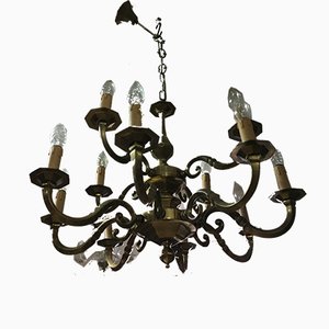 Art Deco Style Brass Chandelier, 1970s-WQQ-587177