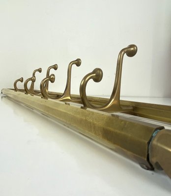 Art Deco Style Brass Coat Rack With Foldable Hooks, Austria, 1940s-WZZ-1274045