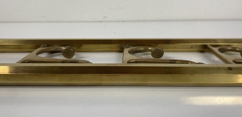 Art Deco Style Brass Coat Rack With Foldable Hooks, Austria, 1940s-WZZ-1274045