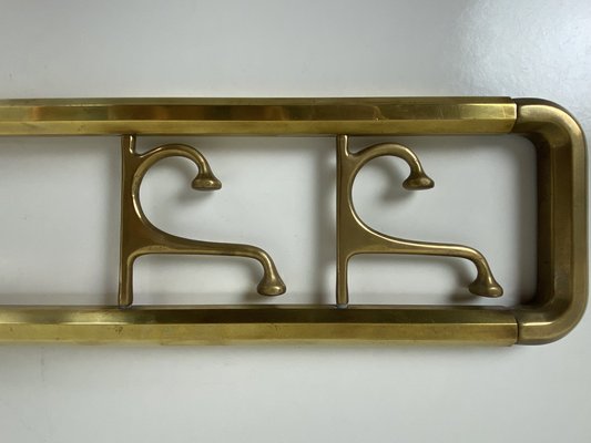 Art Deco Style Brass Coat Rack With Foldable Hooks, Austria, 1940s-WZZ-1274045