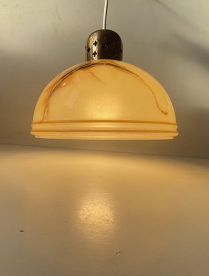 Art Deco Style Brass & Marble Glass Pendant Lamp, 1930s-LCR-1806424