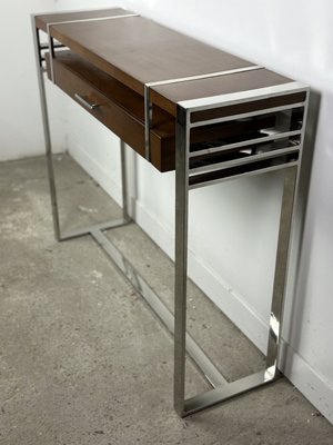 Art Deco Style Console in Wood and Chrome Metal, 1990-RWZ-2028278