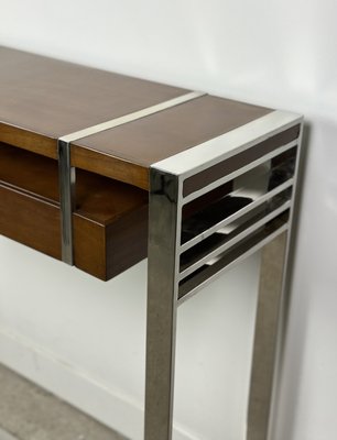 Art Deco Style Console in Wood and Chrome Metal, 1990-RWZ-2028278