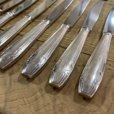 Art Deco Style Cutlery Set in Silver Metal from Maison Apollo, Set of 73-QYF-1357421