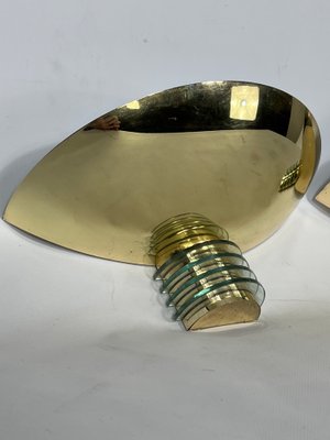 Art Deco Style Gilded Metal and Glass Sconces by SCE, France. 1970s, Set of 2-OT-1402676