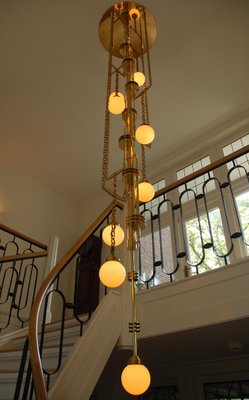 Art Deco Style Handmade Cascade Brass and Glass Ceiling Lamp-VDW-833012