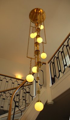 Art Deco Style Handmade Cascade Brass and Glass Ceiling Lamp-VDW-833012