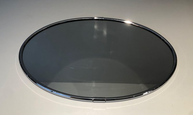 Art Deco Style Oval Mirror, 1970s-BA-1365378