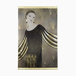 Art Deco Style Painted Woman Portrait Canvas-CEJ-786131