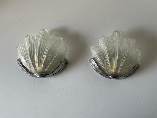 Art Deco Style Shell Sconces, Germany, 1960s, Set of 2-RDS-1431321