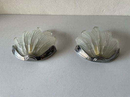 Art Deco Style Shell Sconces, Germany, 1960s, Set of 2-RDS-1431321