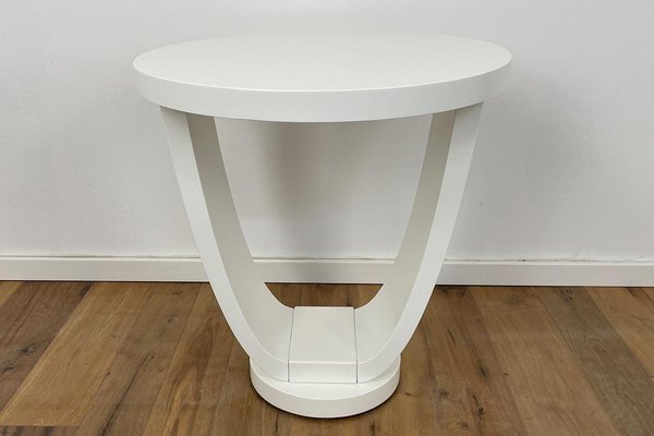 Art Deco Style Side Table in White Matte Lacquer-VMP-1234432