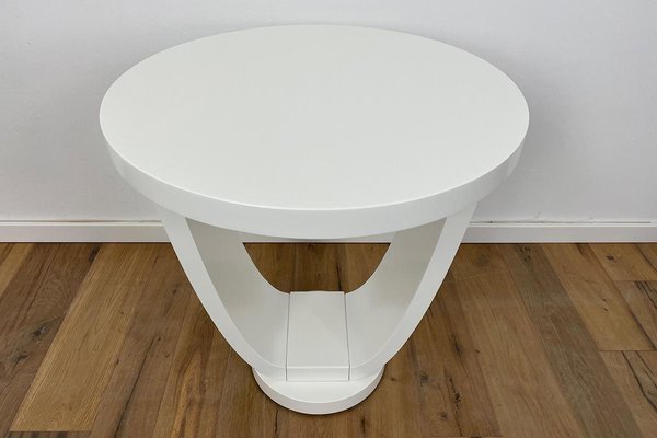 Art Deco Style Side Table in White Matte Lacquer-VMP-1234432