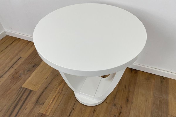 Art Deco Style Side Table in White Matte Lacquer-VMP-1234432