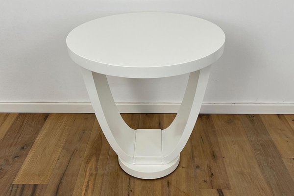 Art Deco Style Side Table in White Matte Lacquer-VMP-1234432