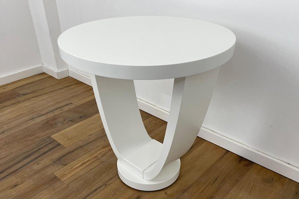 Art Deco Style Side Table in White Matte Lacquer-VMP-1234432