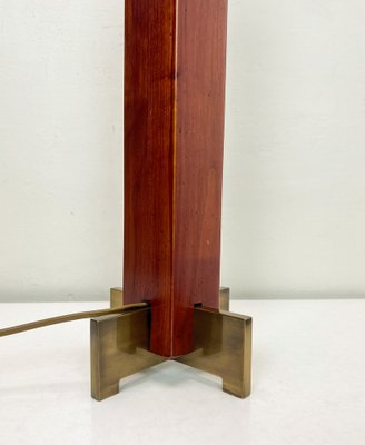 Art Deco Style Teak and Brass Skyscraper Table Lamp, 1980s-WZZ-1726357