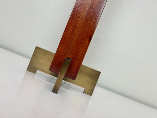 Art Deco Style Teak and Brass Skyscraper Table Lamp, 1980s-WZZ-1726357