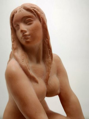 Art Deco Style Terracotta Sitting Nude Sculpture from Kelemen, 1973-UWE-1095748