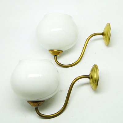 Art Deco Style Wall Lamps, Poland, 1950s, Set of 2-BKO-1419756