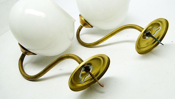 Art Deco Style Wall Lamps, Poland, 1950s, Set of 2-BKO-1419756