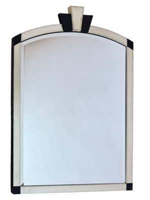 Art Deco Style Wall Mirror in Silver and Black, 1990s-CXC-1761807