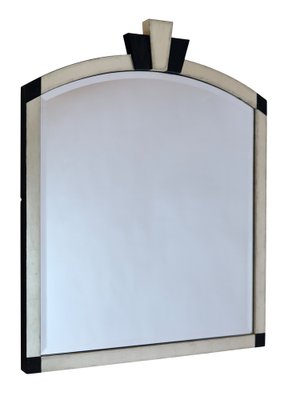 Art Deco Style Wall Mirror in Silver and Black, 1990s-CXC-1761812