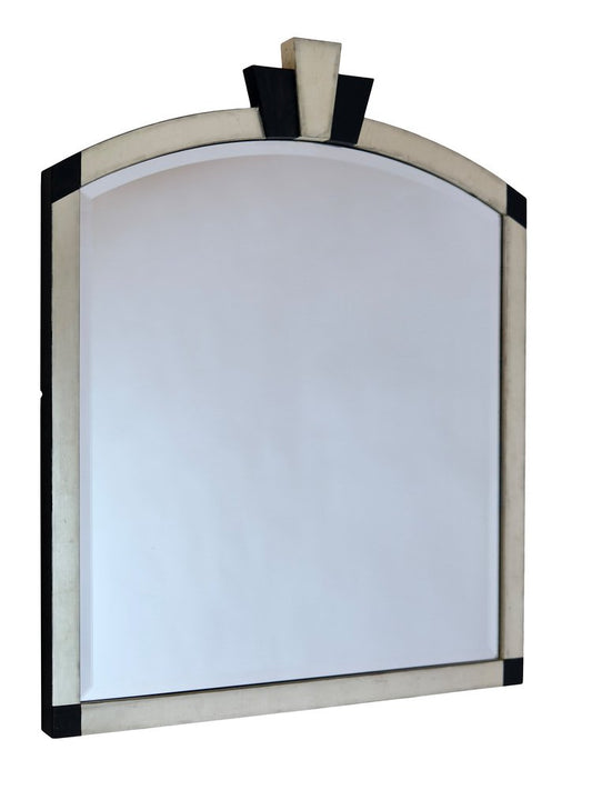 Art Deco Style Wall Mirror in Silver and Black, 1990s