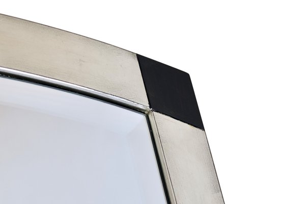 Art Deco Style Wall Mirror in Silver and Black, 1990s-CXC-1761812