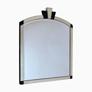 Art Deco Style Wall Mirror in Silver and Black, 1990s-CXC-1761812