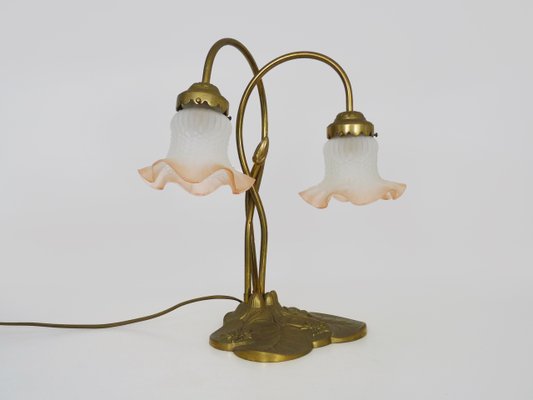 Art Deco Style Water Lily Base Lamp with Two Branches, 1970s-MZP-2034877