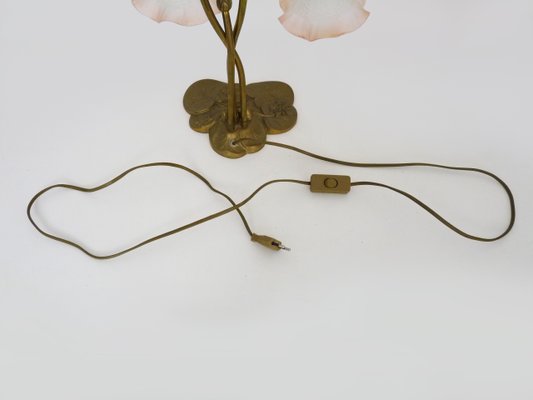 Art Deco Style Water Lily Base Lamp with Two Branches, 1970s-MZP-2034877