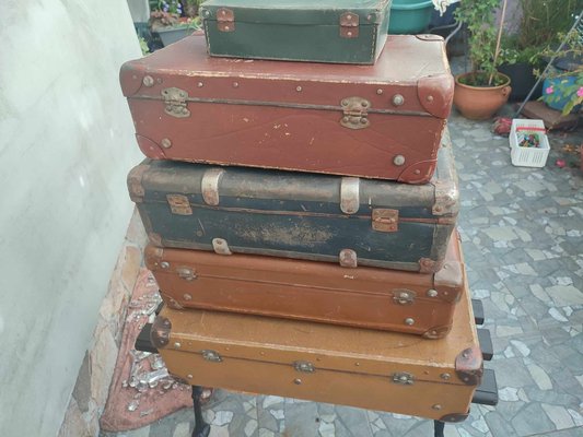 Art Deco Suitcases, Set of 5-CAQ-1700515