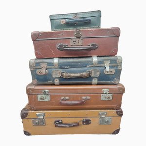 Art Deco Suitcases, Set of 5-CAQ-1700515