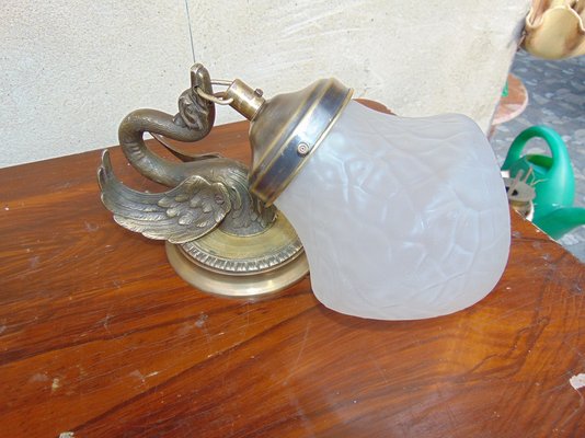 Art Deco Swan Shaped Wall Lamp in Brass-CAQ-1279768