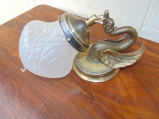 Art Deco Swan Shaped Wall Lamp in Brass-CAQ-1279767