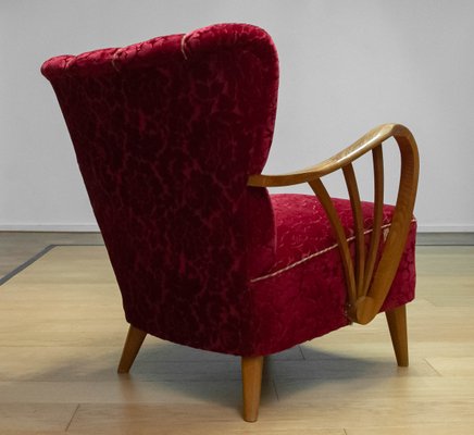 Art Deco Swedish Armchairs with Oak Spoked Open Armrests by Sternells, 1940s-JE-2017251