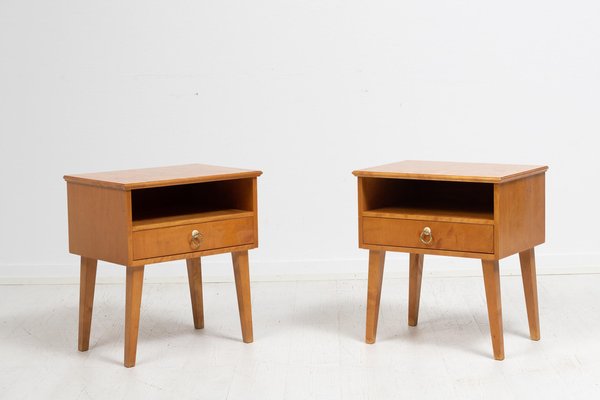 Art Deco Swedish Birch Nightstands, 1920s, Set of 2-MJF-1446800