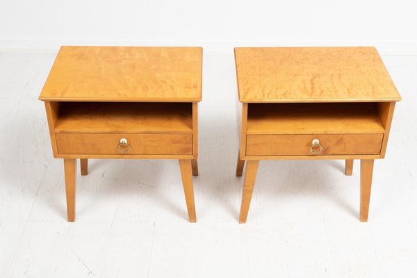 Art Deco Swedish Birch Nightstands, 1920s, Set of 2-MJF-1446800