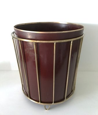 Art Deco Swedish Brass and Metal Waste Paper Basket, 1930s-UDU-1820182