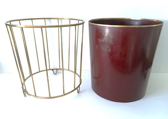 Art Deco Swedish Brass and Metal Waste Paper Basket, 1930s-UDU-1820182