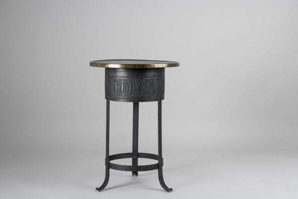 Art Deco Swedish Metal and Brass Round Table-MJF-931170