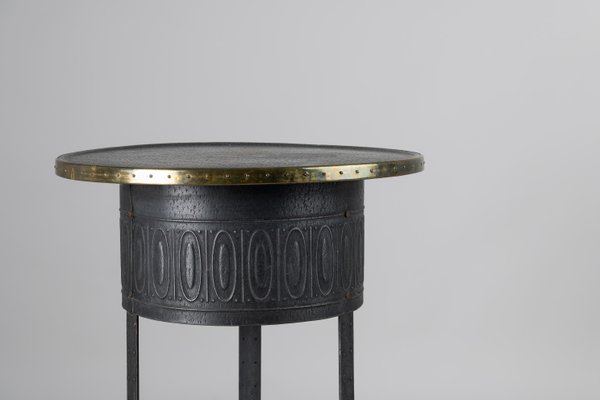 Art Deco Swedish Metal and Brass Round Table-MJF-931170